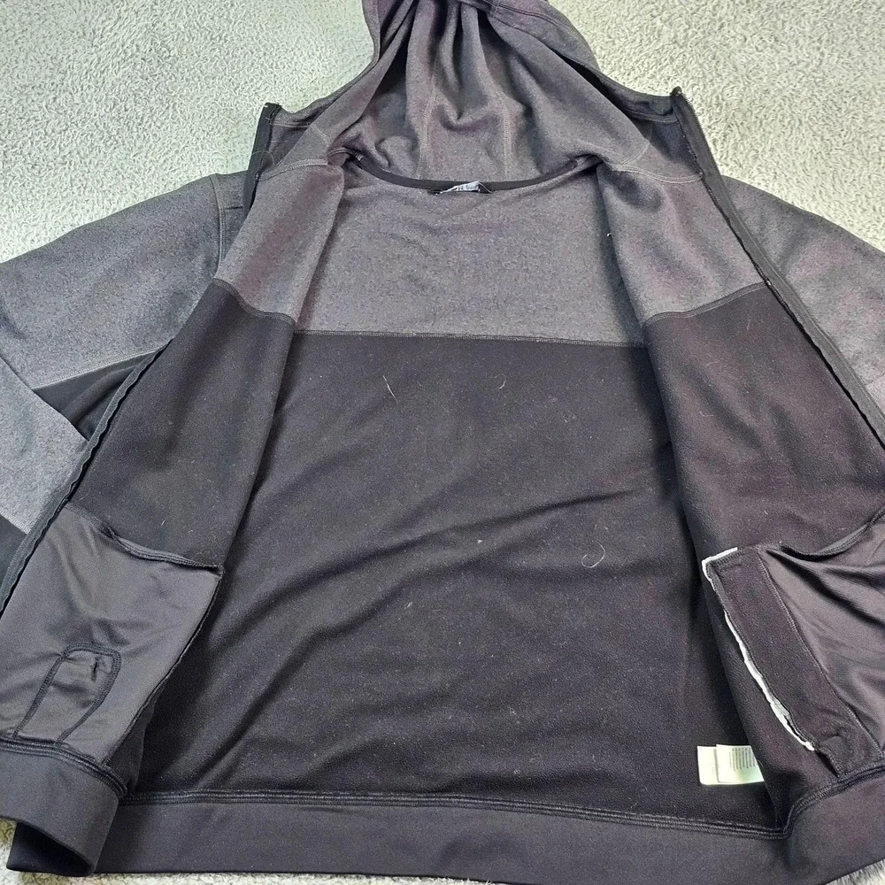 The North Face Hoodie Mens XL Gray Black Full Zip Fleece Colorblock Logo CHX3
